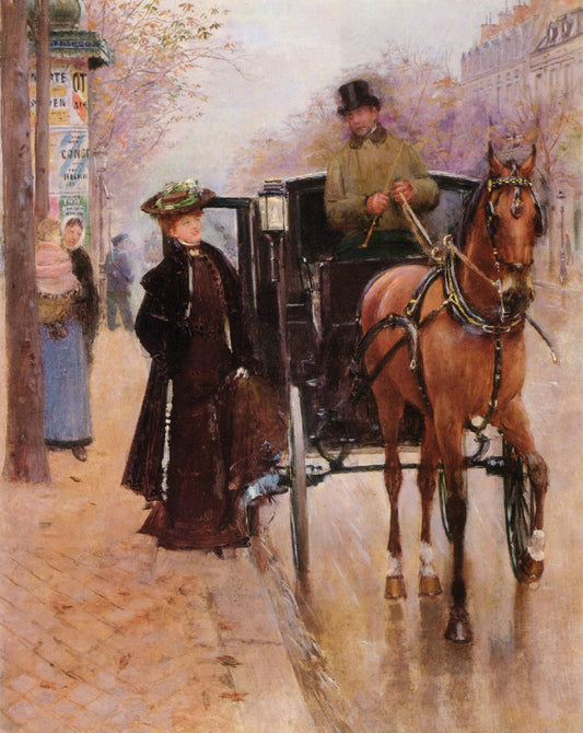 Home, Driver!, vintage artwork by Jean-Georges Beraud, 12x8" (A4) Poster