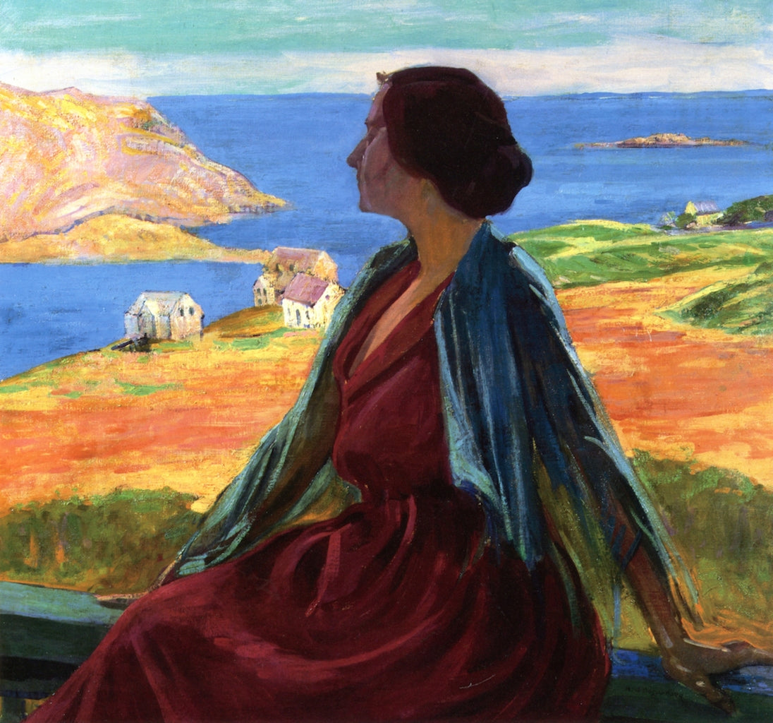 Portrait of Mrs. W. (The Artist's Wife), vintage artwork by Abraham J. Bogdanove, 12x8" (A4) Poster