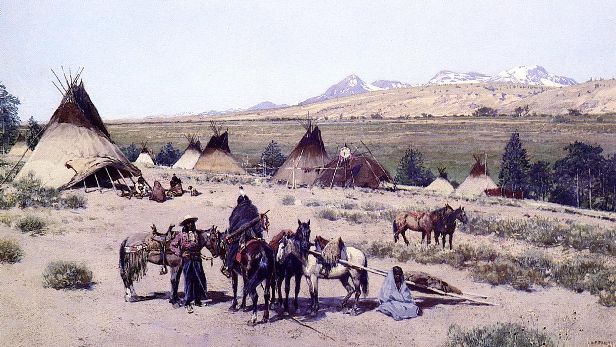 Among the Foothills, vintage artwork by Henry F. Farny, 12x8" (A4) Poster