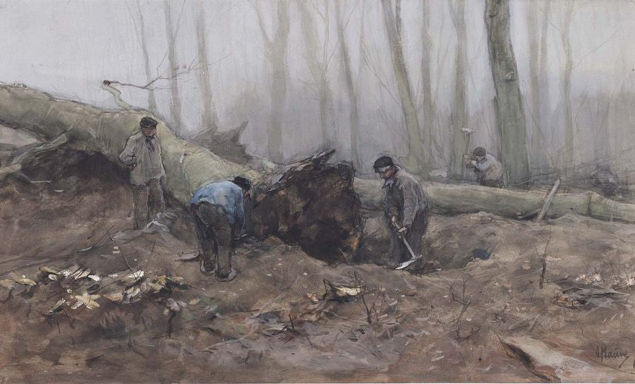 Digging up a Tree, vintage artwork by Anton Mauve, 12x8" (A4) Poster
