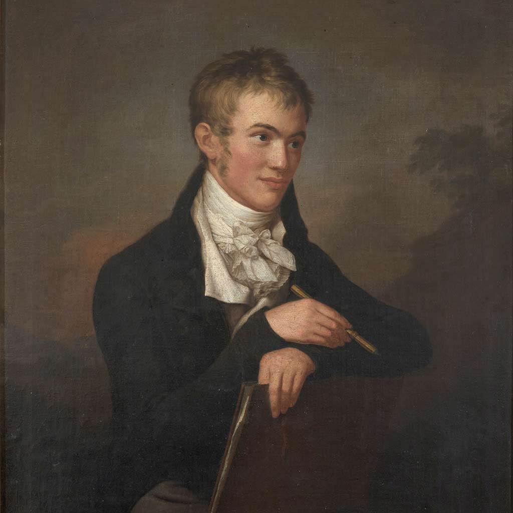 Portrait of Carl Friedrich von Rumohr, vintage artwork by Friedrich Carl Groger, 12x8" (A4) Poster