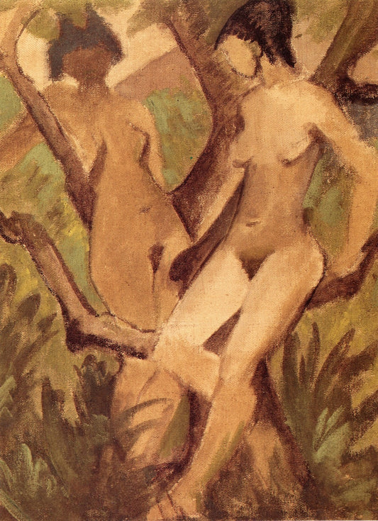 Bathers in a Landscape, vintage artwork by Otto Mueller, 12x8" (A4) Poster