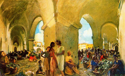 El Mercat de Vilanova, vintage artwork by Joaquin Mir  Trinxet, 12x8" (A4) Poster