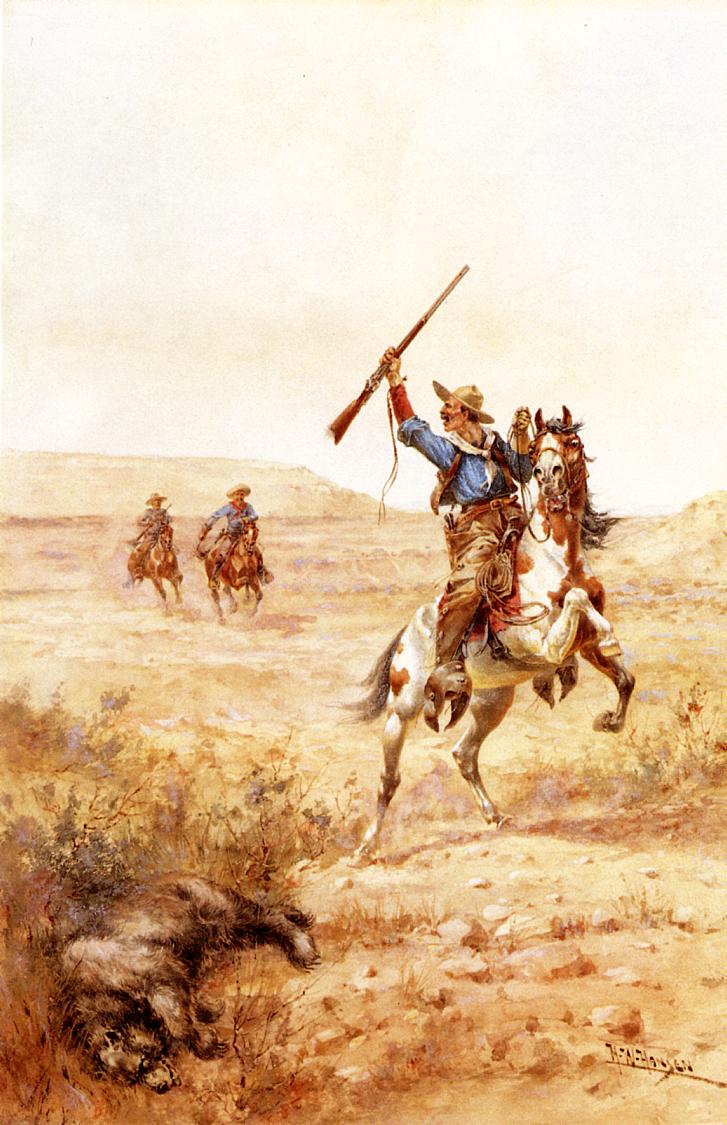 Trailing the Grizzly, vintage artwork by Herman W. Hansen, 12x8" (A4) Poster