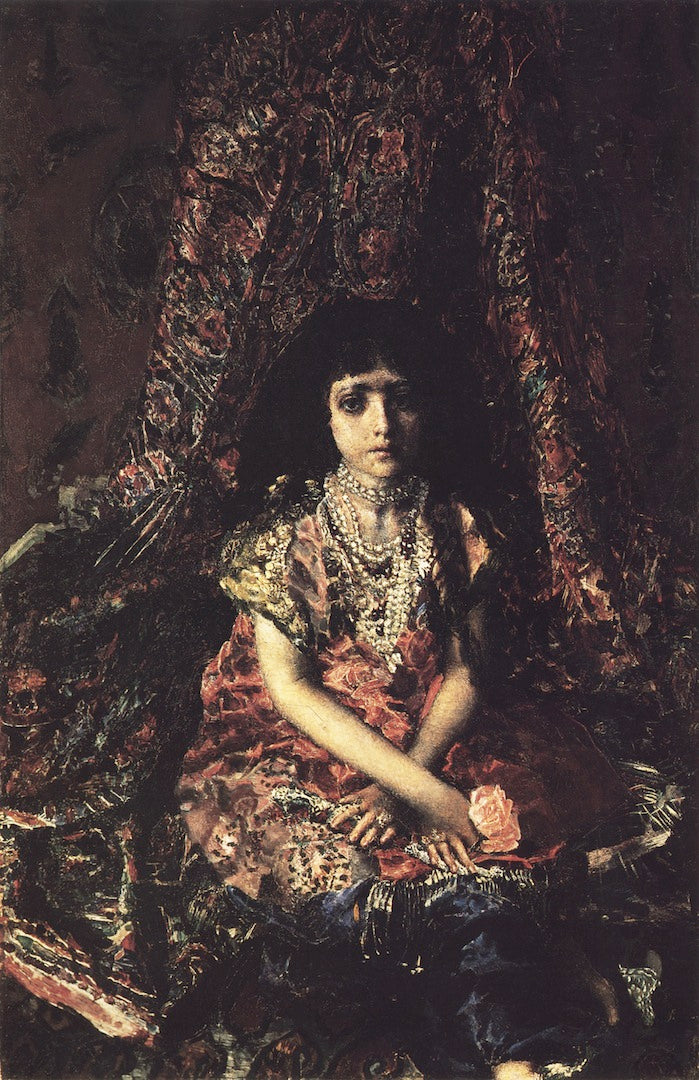 Girl with a Persian Rug by Mikhail Vrubel,A3(16x12")Poster