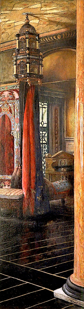 The Drawing Room, Townshend House, vintage artwork by Emily Epps Williams, 12x8" (A4) Poster