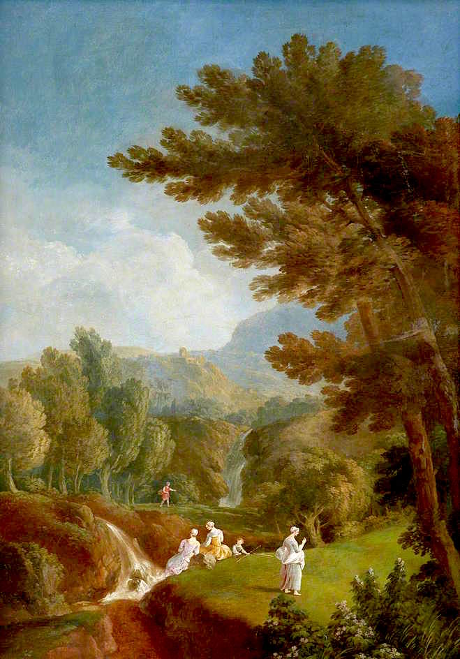 Landscape (triptych, left wing), vintage artwork by William Delacour, 12x8" (A4) Poster