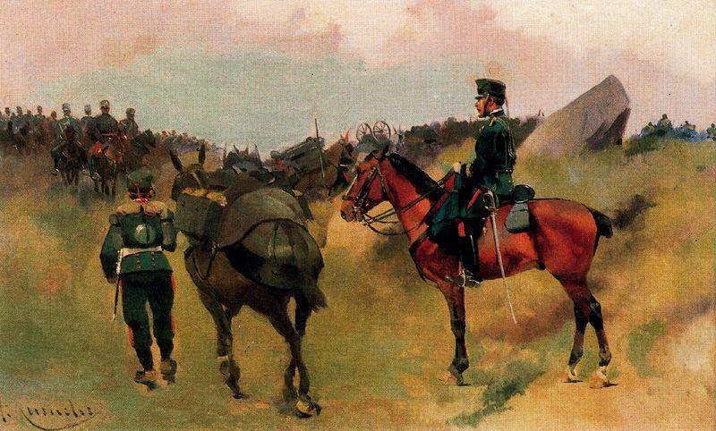Artillery Maneuvers, vintage artwork by Josep Cusachs, 12x8" (A4) Poster