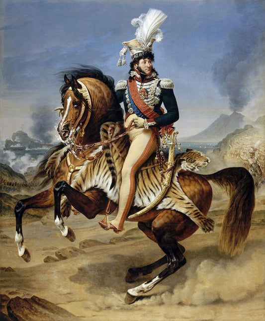 Equestrian Portrait of Joachim Murat, vintage artwork by Antoine-Jean Gros, 12x8" (A4) Poster