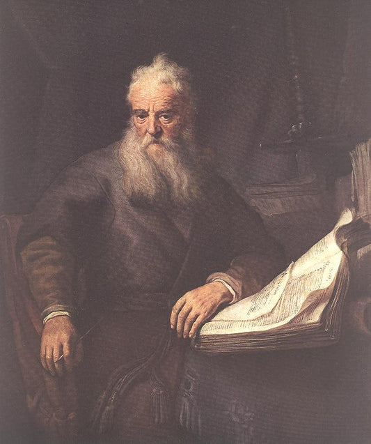 The Apostle Paul, vintage artwork by Workshop of Rembrandt van Rijn, 12x8" (A4) Poster