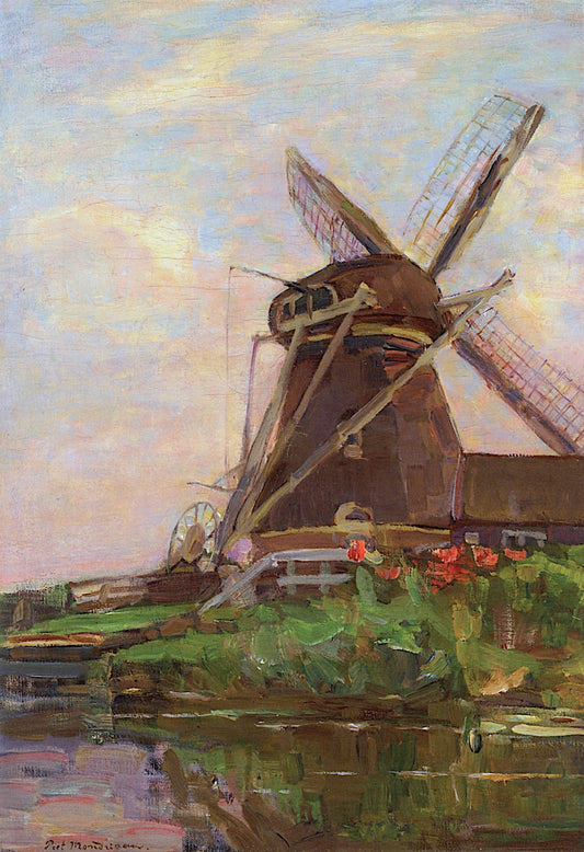 Oostzijdse Mill, vintage artwork by Piet Mondriaan, 12x8" (A4) Poster