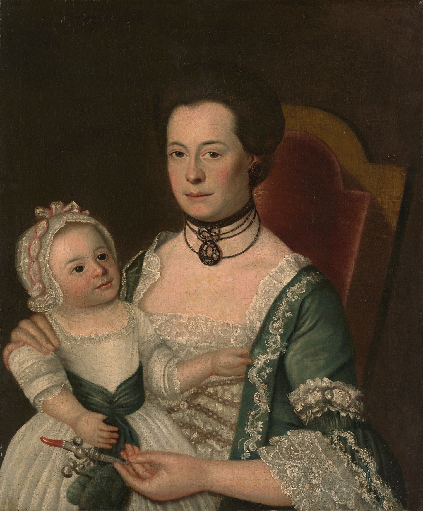 Mrs. Jacob Hurd and Child, vintage artwork by William Johnston, 12x8" (A4) Poster
