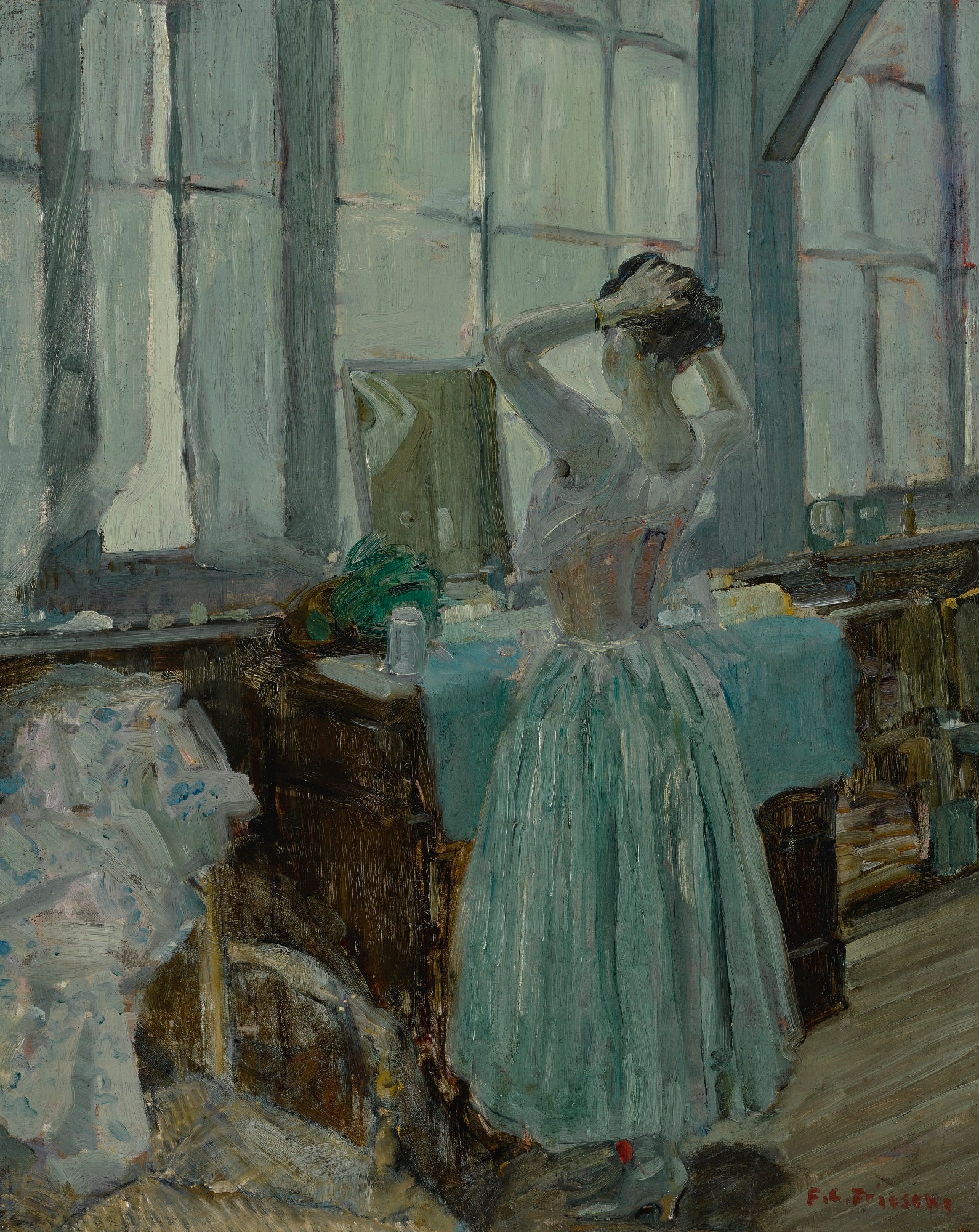 The Coiffure by Frederick Carl Frieseke,16x12(A3) Poster
