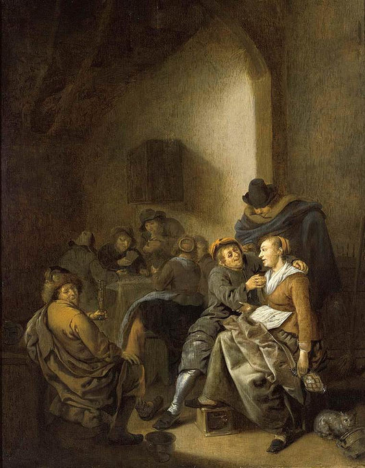 Amorous Couple in an Inn, vintage artwork by Jan Miense Molenaer, 12x8" (A4) Poster