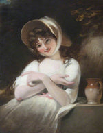 Portrait of an Unknown Girl in a White Dress, vintage artwork by Attributed to John Russell, 12x8" (A4) Poster