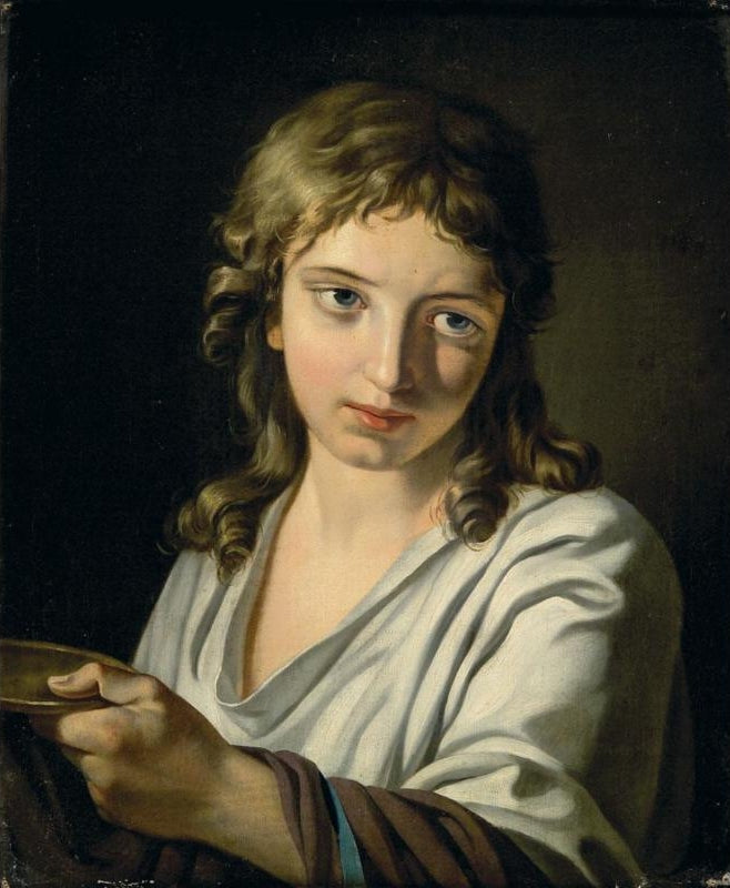 A Young Boy Holding a Dish, vintage artwork by François-Xavier Fabre, 12x8" (A4) Poster