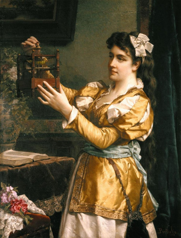 The Bird Cage, vintage artwork by Jan Frederik Pieter Portielje, 12x8" (A4) Poster