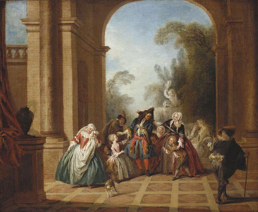 Monsieur de Pourceaugnac, vintage artwork by Jean-Baptiste Pater, 12x8" (A4) Poster