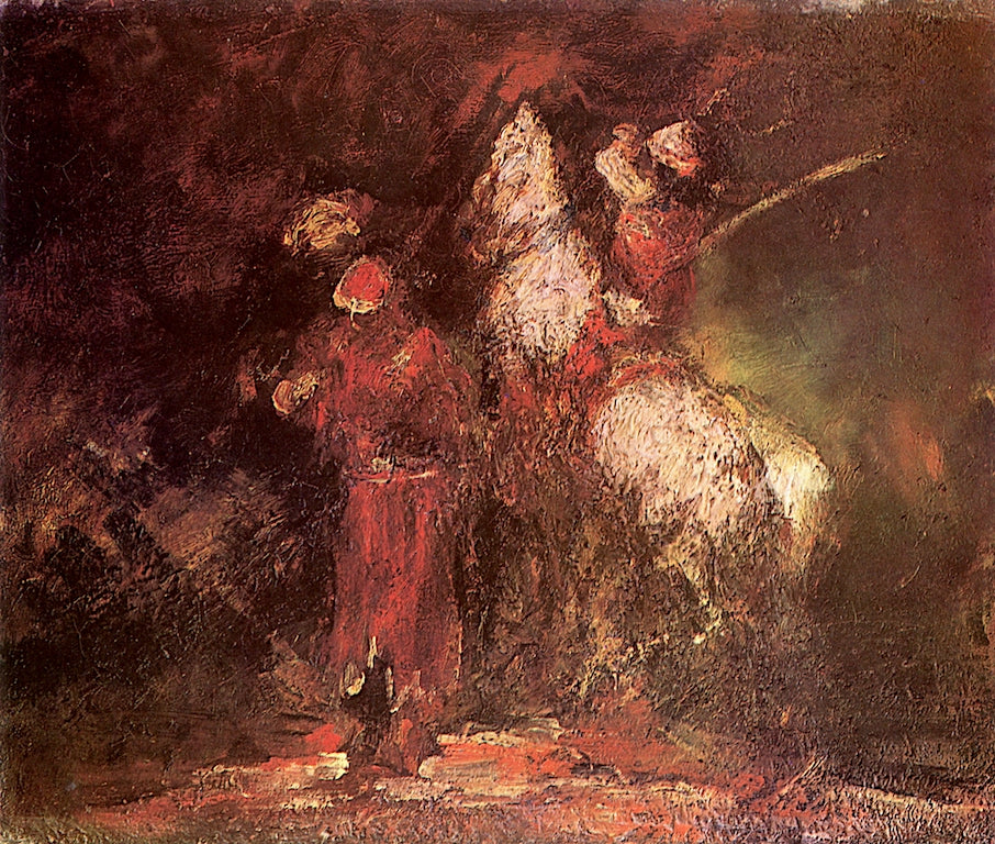 Arab Horseman, vintage artwork by Adolphe-Joseph-Thomas Monticelli, 12x8" (A4) Poster