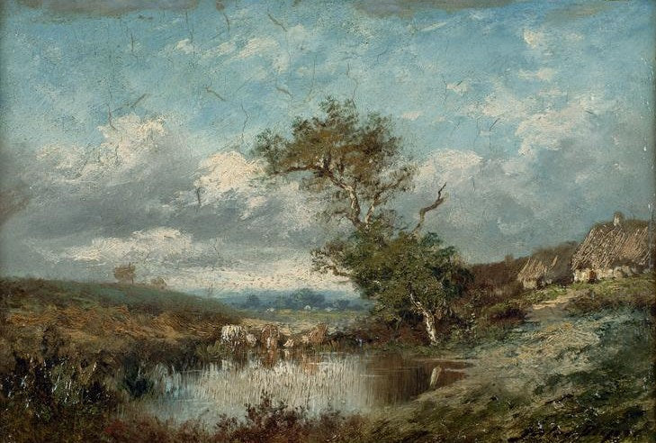 Paysage à la mare, vintage artwork by Jules Dupre, A3 (16x12") Poster Print