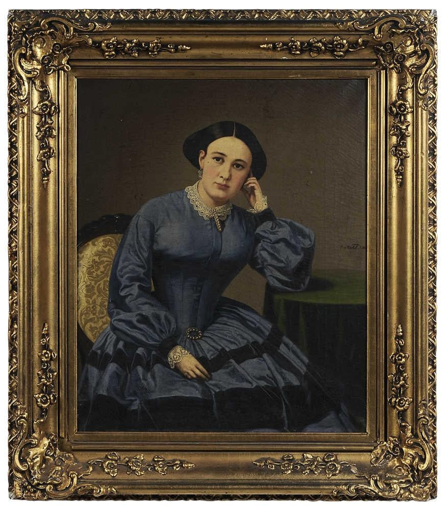 Portrait of a Woman Seated in a Chair, vintage artwork by Charles Christian Nahl, A3 (16x12") Poster Print