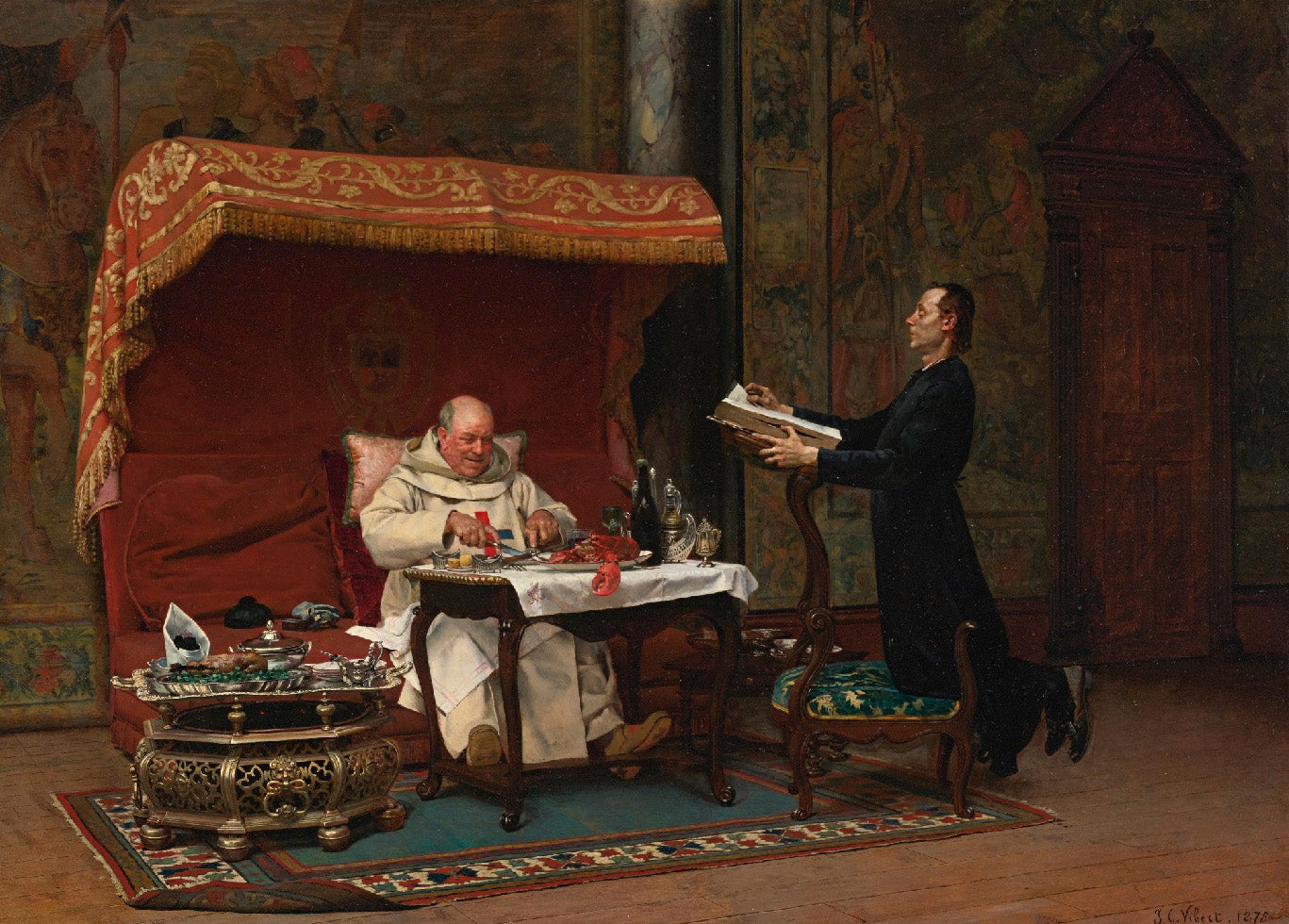 The Canon's Dinner, vintage artwork by Jehan-Georges Vibert, 12x8" (A4) Poster