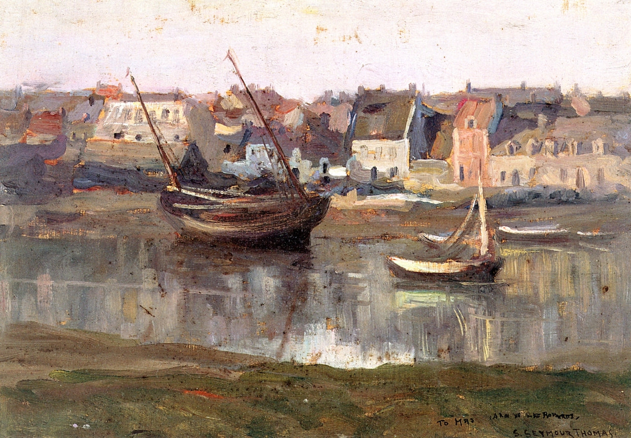 of Fishing Village of etaples, France by Charles H. Woodbury,A3(16x12")Poster