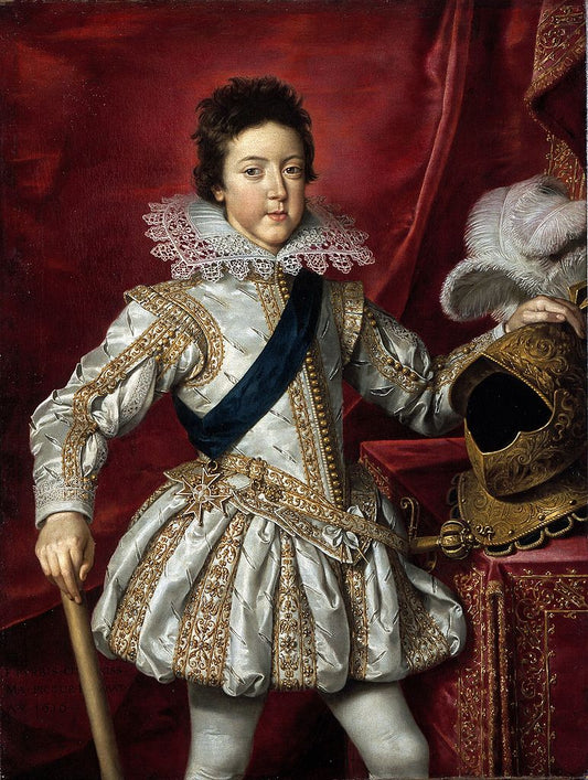 Louis XIII, King of France, vintage artwork by Frans Pourbus the Younger, 12x8" (A4) Poster