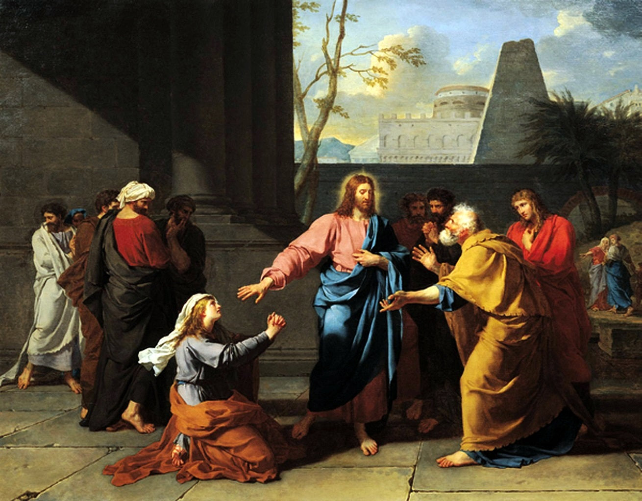 Christ and the Canaanite Woman, vintage artwork by Jean-Germain Drouais, 12x8" (A4) Poster