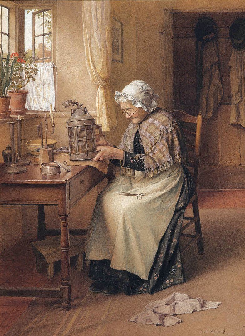 Trimming the Wicks, vintage artwork by Charles Edward Wilson, 12x8" (A4) Poster