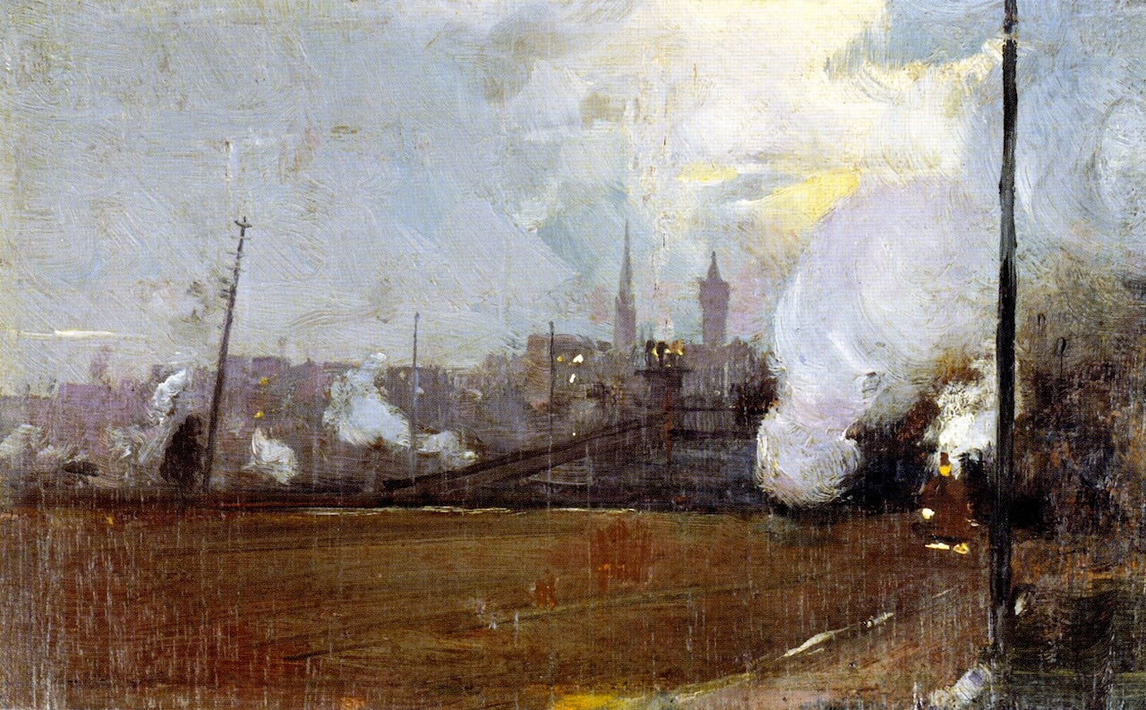 Evening Train to Hawthorn, vintage artwork by Tom Roberts, 12x8" (A4) Poster