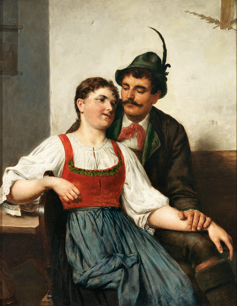 A Young Couple, vintage artwork by Eduard Kasparides, 12x8" (A4) Poster