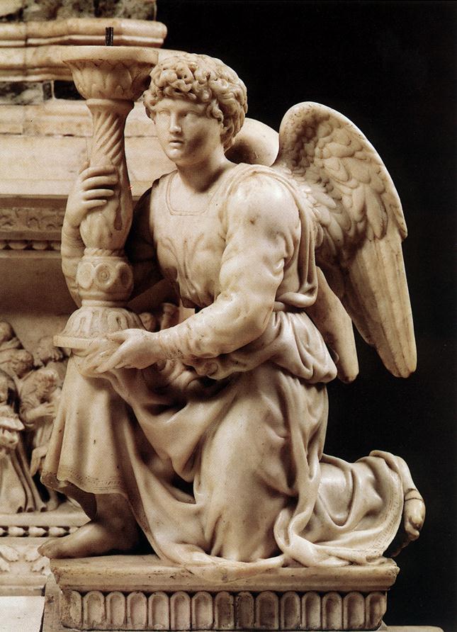 Angel with Candlestick, vintage artwork by Michelangelo, A3 (16x12
