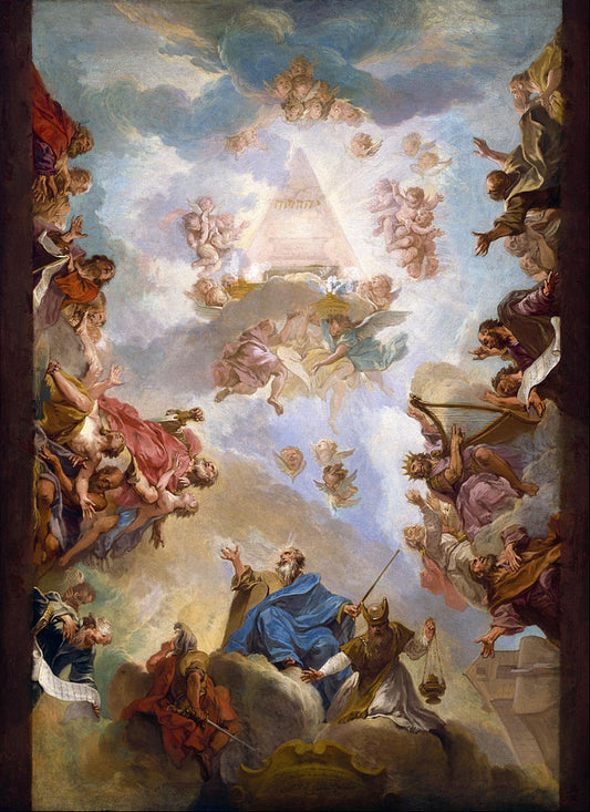 Prophets and Kings of the Old Testament Adoring the Name of Jehovah, vintage artwork by Nicolas Bertin, 12x8" (A4) Poster