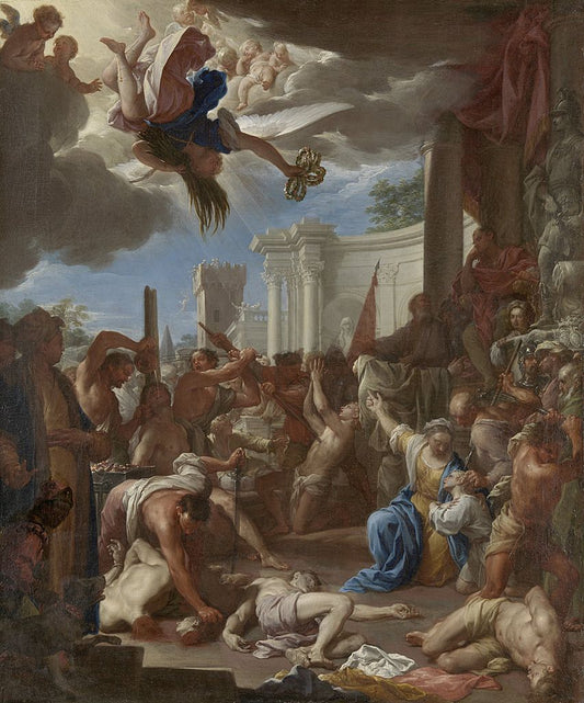 The Martyrdom of the Seven Brothers, vintage artwork by Francesco Trevisani, 12x8" (A4) Poster