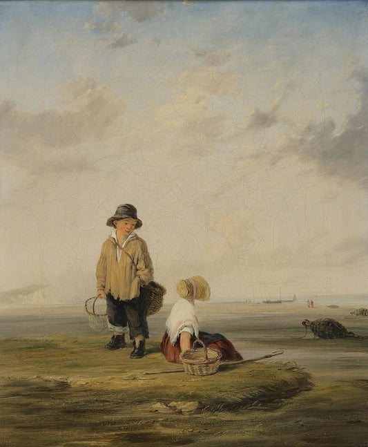 Youthful Shrimpers, vintage artwork by William Collins, A3 (16x12") Poster Print