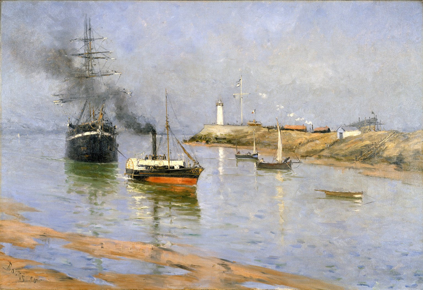 The Harbor at Honfleur, vintage artwork by Frank Myers Boggs, 12x8" (A4) Poster