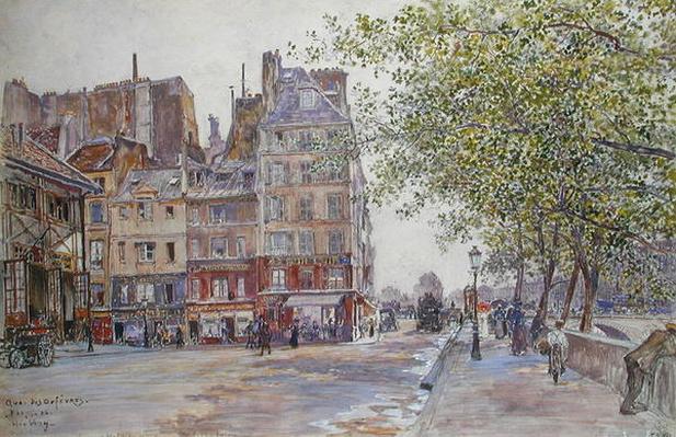 The Quai des Orfevres, vintage artwork by Frederic-Anatole Houbron, 12x8" (A4) Poster
