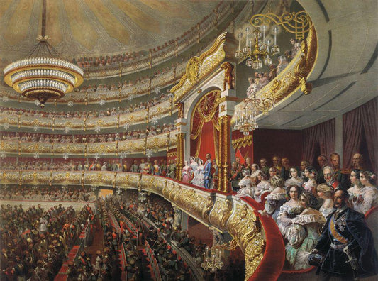 Performance at the Bolshoi Theater, vintage artwork by Mihály Zichy, 12x8" (A4) Poster