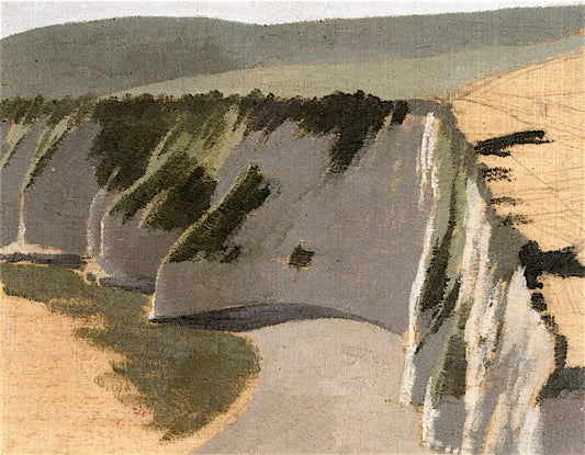 Cliffs at Beer, Devon, vintage artwork by Colin Unwin Gill, 12x8" (A4) Poster