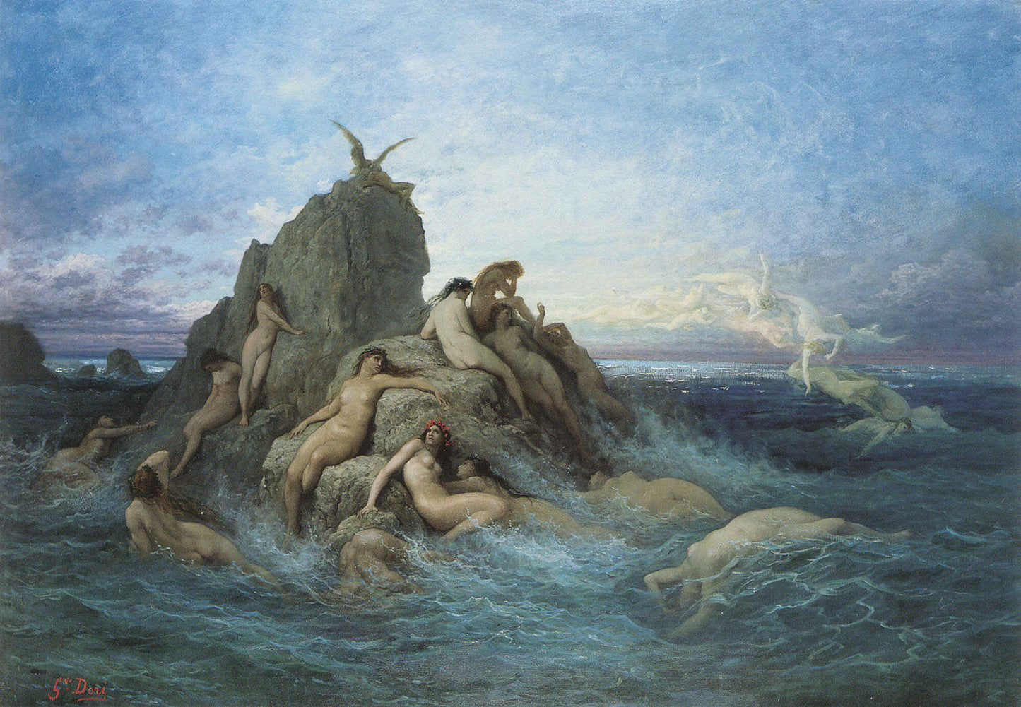 The Oceanides, vintage artwork by Gustave Dore, 12x8" (A4) Poster