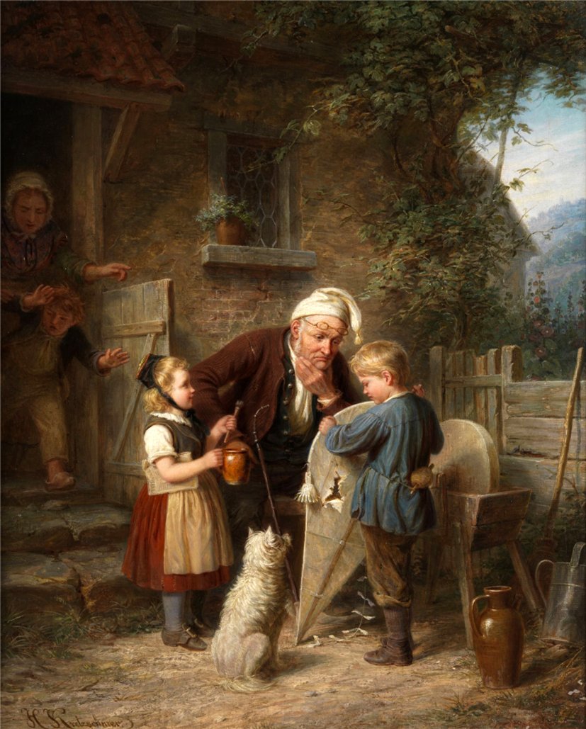 The Broken Kite, vintage artwork by Johann Hermann Kretzschmer, A3 (16x12") Poster Print