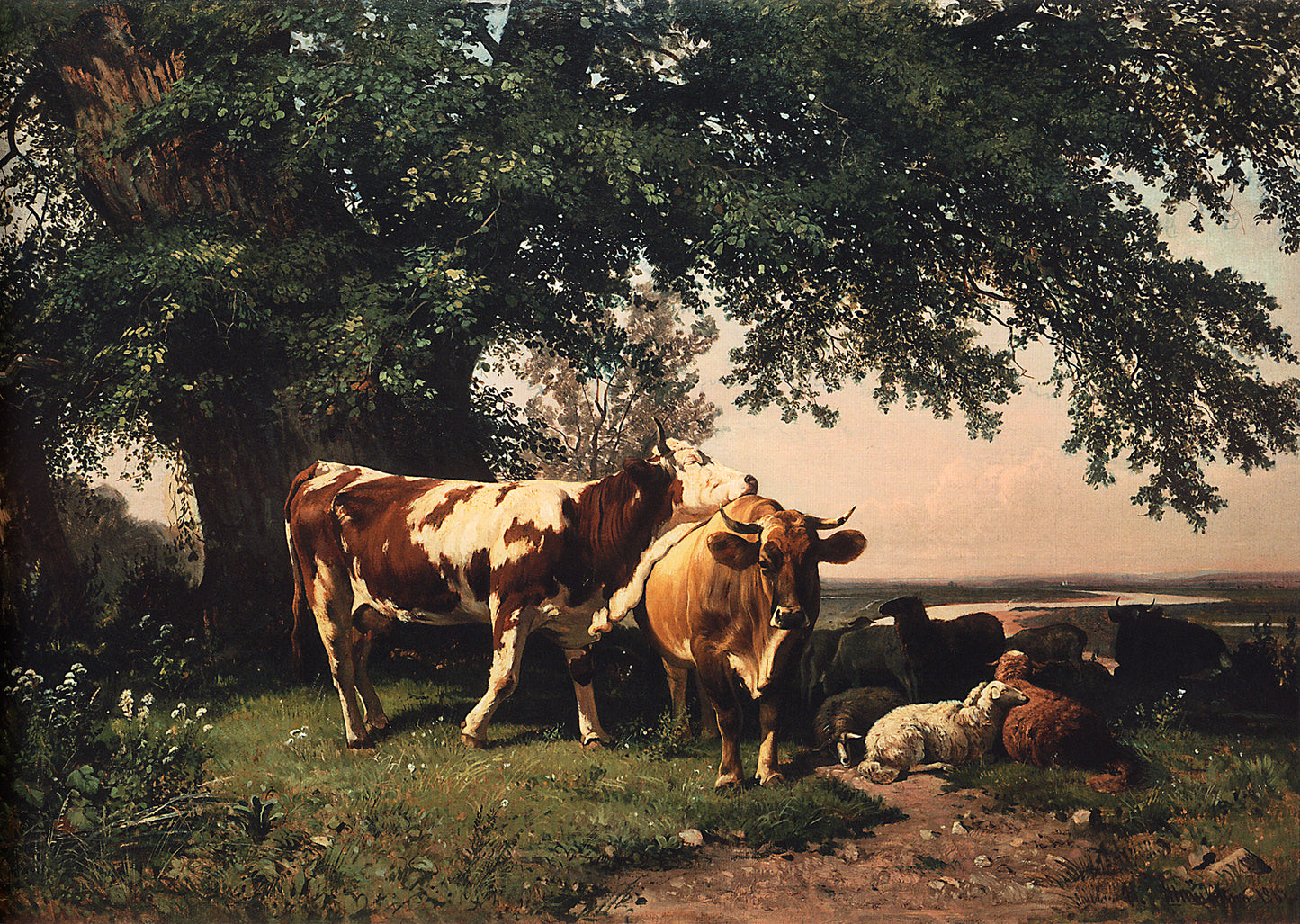 Cows under the Trees, vintage artwork by Ivan Ivanovich Shishkin, 12x8" (A4) Poster