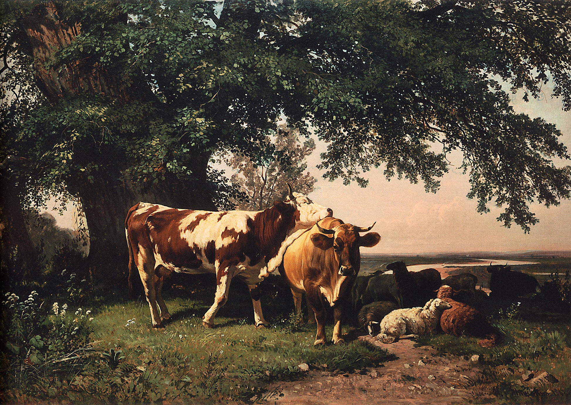 Cows under the Trees, vintage artwork by Ivan Ivanovich Shishkin, 12x8" (A4) Poster