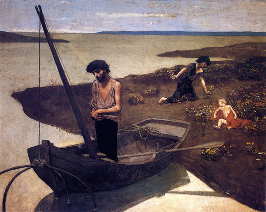 The Poor Fisherman, vintage artwork by Pierre Puvis de Chavannes, 12x8" (A4) Poster