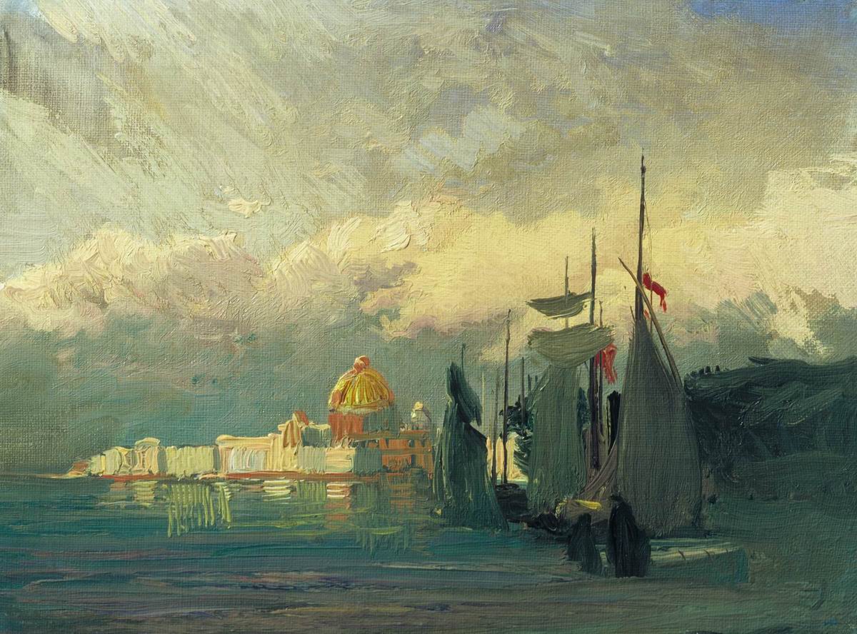 On the Neva River, vintage artwork by Feodor Vasilyev, 12x8" (A4) Poster