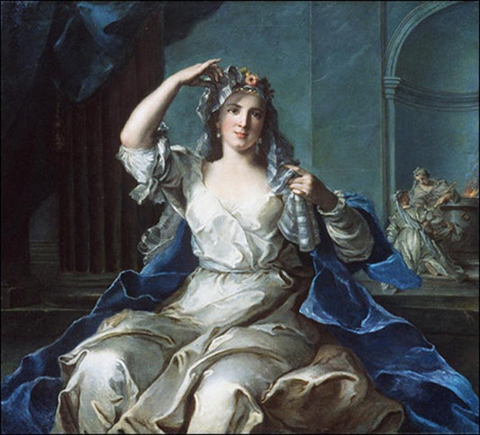 Portrait of a Lady as a Vestal Virgin, vintage artwork by Jean-Marc Nattier, 12x8" (A4) Poster