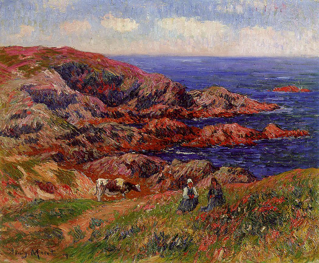 Cliffs at Kerserol, Finistere by Henry Moret,A3(16x12")Poster