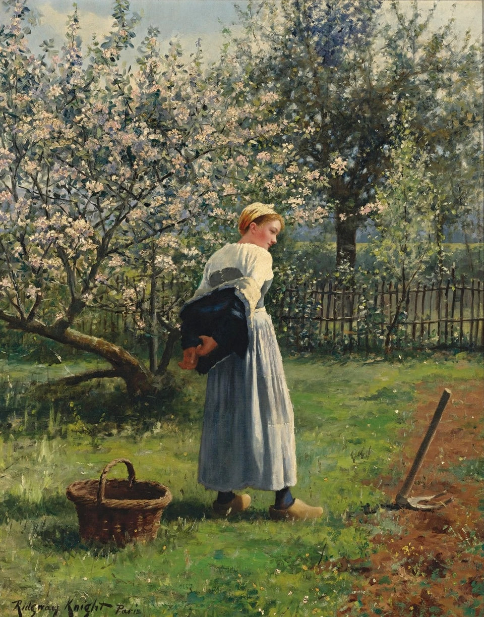 In the Orchard, vintage artwork by Daniel Ridgway Knight, 12x8" (A4) Poster