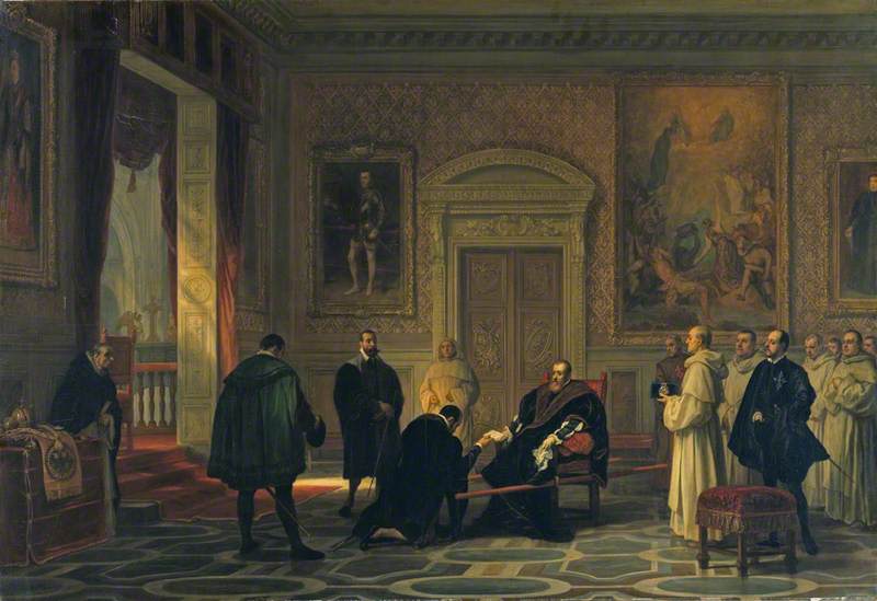 Charles V at the Monastery of San Jerónimo de Yuste, vintage artwork by Joseph-Nicolas Robert-Fleury, A3 (16x12") Poster Print